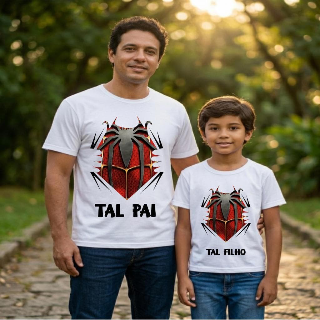 Bella Gis Camiseta Dia dos Pais Personalizada Kit Tal Pai Tal Filho Meu Heroi Pai Super Personagem