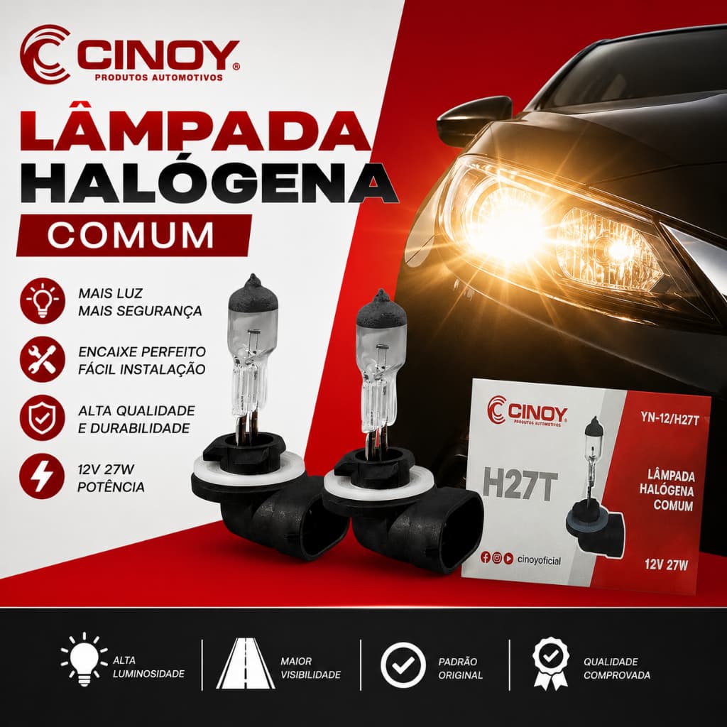 Par Lâmpadas Automotivas Halógenas Farol Milha H27t 12v 27w