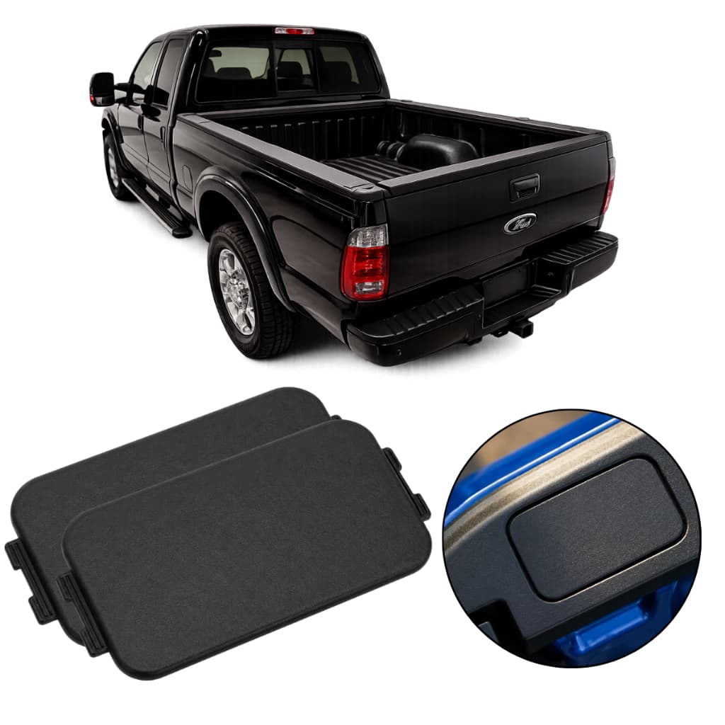 Kit 2 Tampa Acabamento Moldura Caçamba Ford F250 1999 A 2011 Overlap Ponteira Protetor Borda Lateral Preta Par Pickup