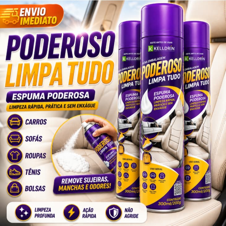 Kit Espuma Limpa Tudo 300ml Para Sofá Tênis Banco Carro Couro Tapete Estofado Multiuso