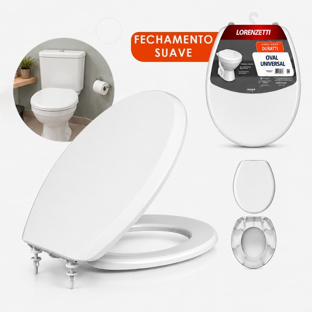 Assento Sanitário Tampa Vaso Oval Branco Universal Premium Lorenzetti