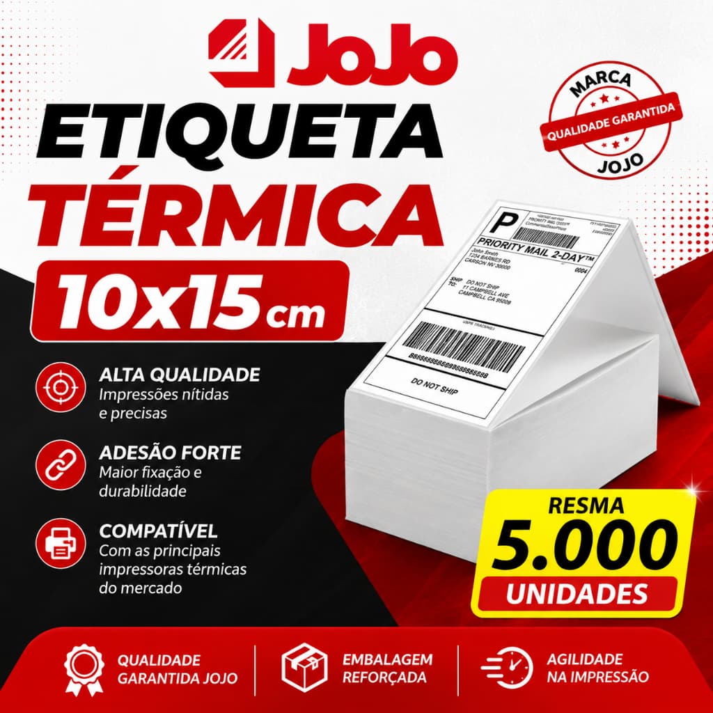5.000 Unidades Etiquetas Térmicas 10x15 cm 100x150 mm Jojo Adesiva Sem Rolo Para Envio e Logística ecommerce