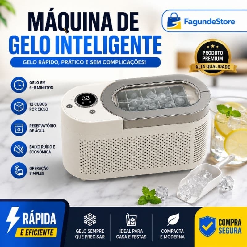 Mini Máquina de Fazer Gelo Portátil Elétrica