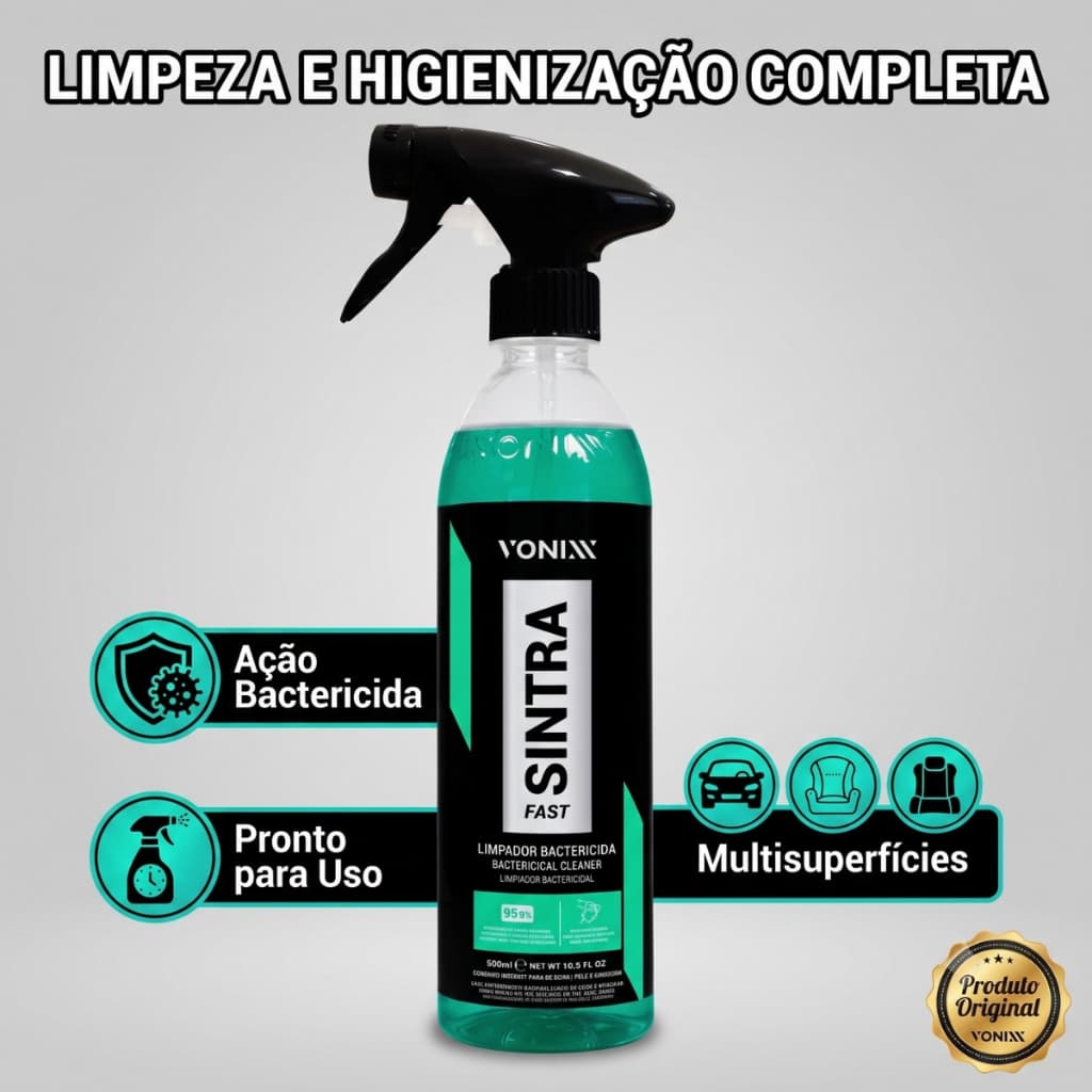 Sintra Fast Vonixx 500ml Limpador Multiuso Apc Para Painel Bancos Teto Tira Manchas Bactericida