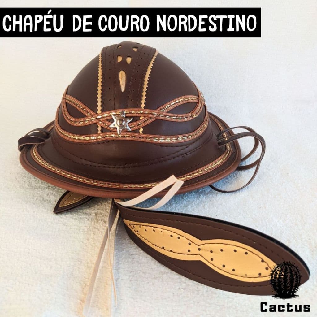 Chapéu de Couro Nordestino Dominguinhos Couro Legítimo Cangaceiro Lampião São João Festa Junina