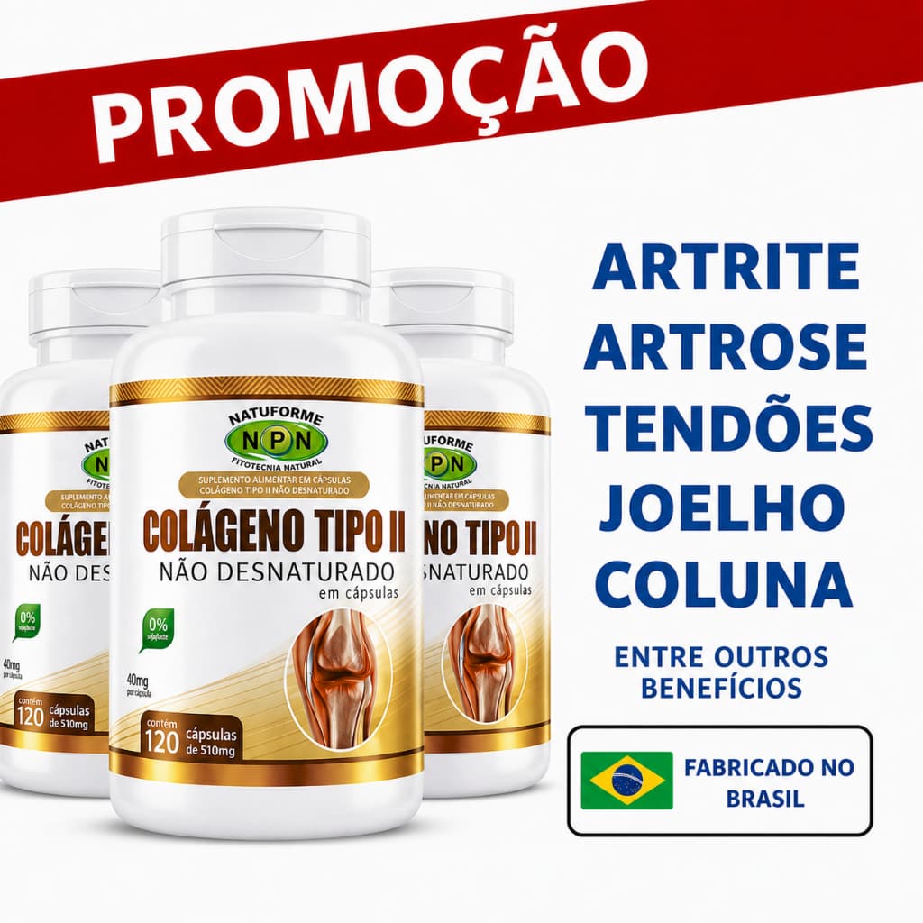 Colágeno Tipo 2 Não Desnaturado 120 Cápsulas Suplemento Alimentar Para Articulções - ENVIO RÁPIDO