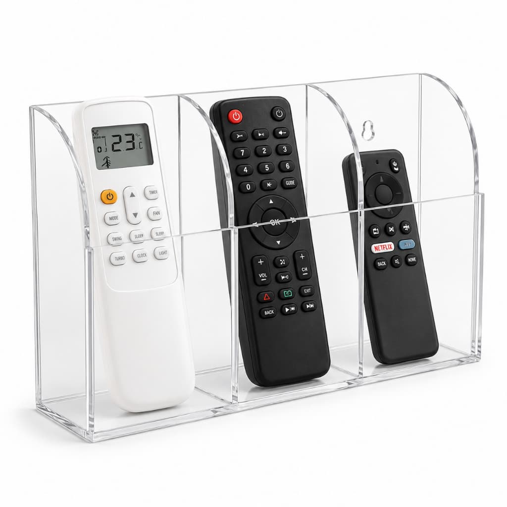 Suporte Acrílico Porta Controle Remoto Triplo Parede Mesa TV Ar Condicionado