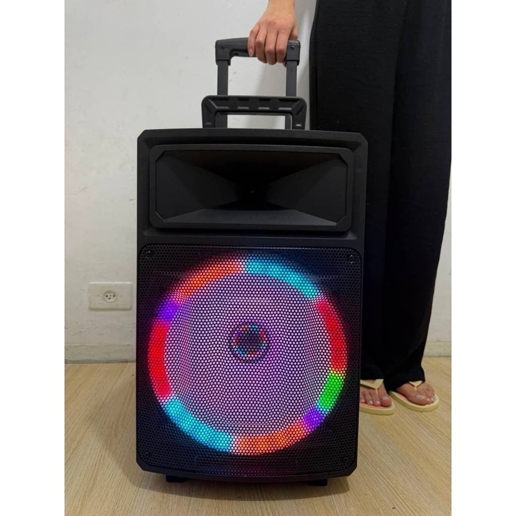 caixa de som de rodinha bluetooth 5000w falante de 12" 58cm amplificada com microfone