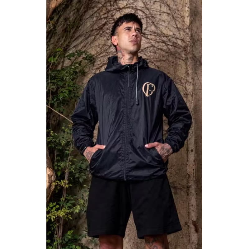 Jaqueta Corinthians Corta Vento Premium Logo Bordado Dourado Unissex Com Capuz