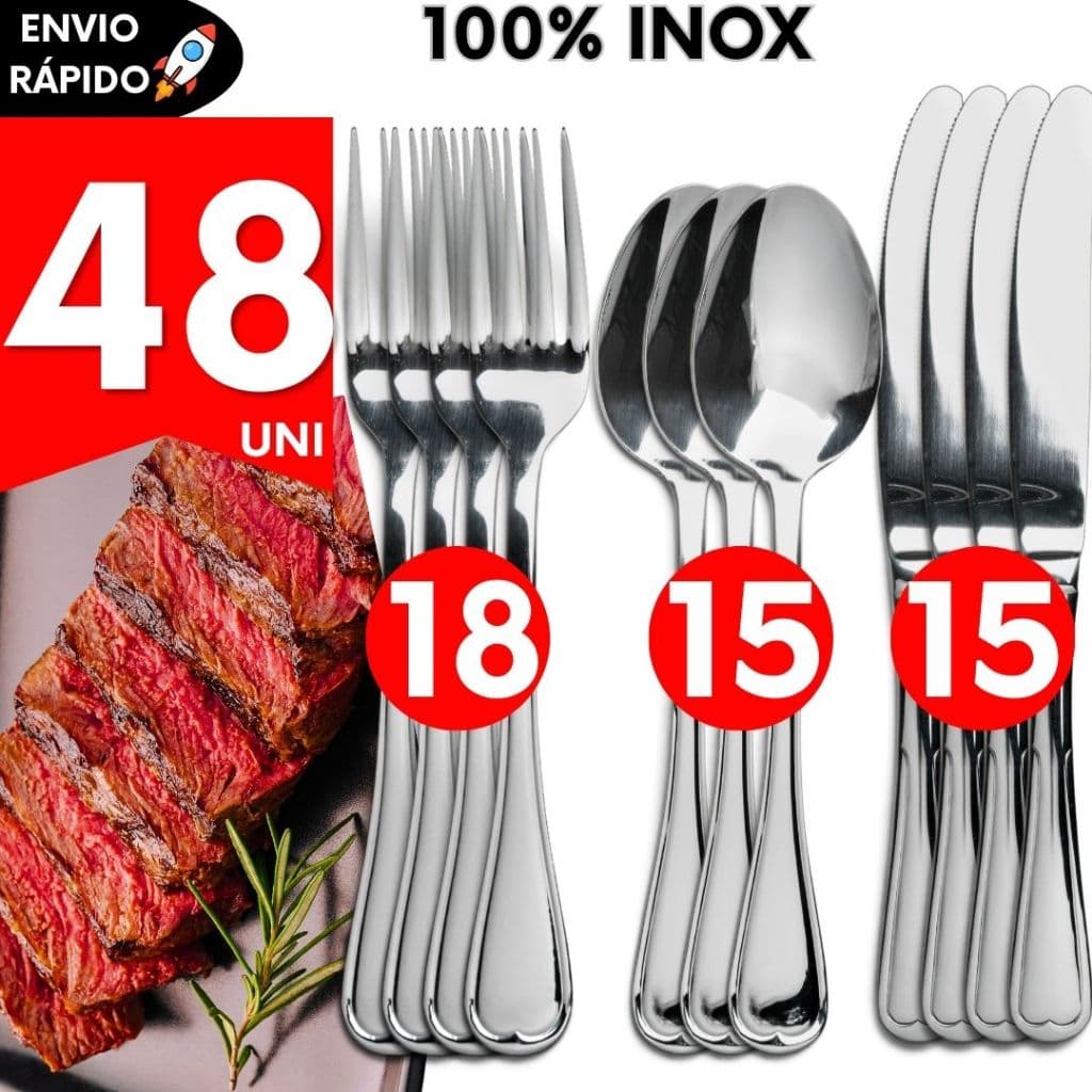 Kit Talheres Inox Talher Pousada Bares Buffet Restaurante Doceira Sorveteria Lanchonete Padaria Faca Colher Garfo
