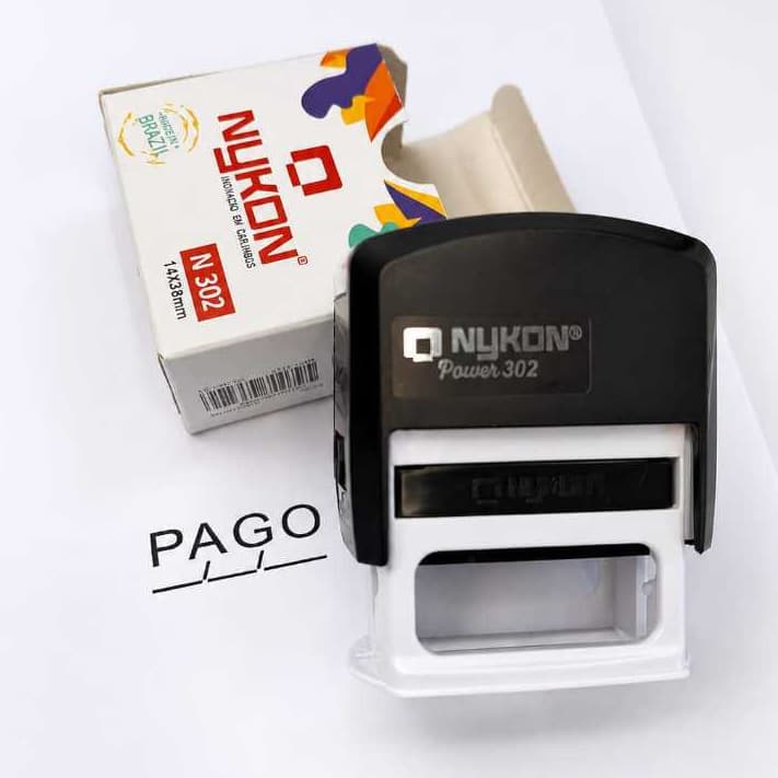 Carimbo Automático 14x38mm Pago Recebido Entregue Conferido Lançado OK