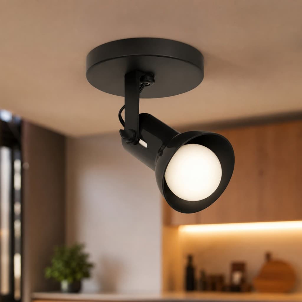 Spot Luminária Sobrepor Eletrocalha Preto E27 Direcionável Bivolt