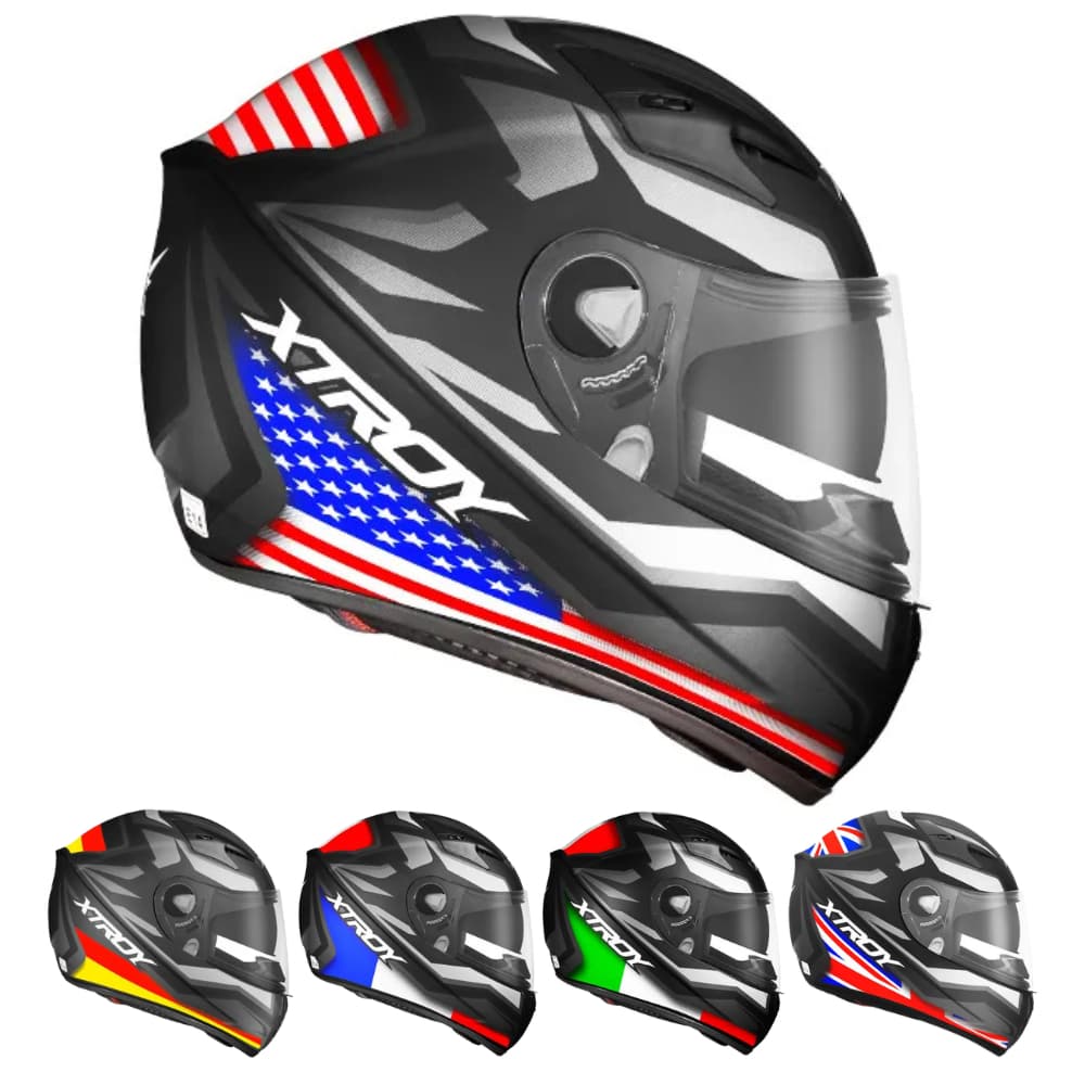 Capacete Fechado EBF X Troy Flag com óculos interno