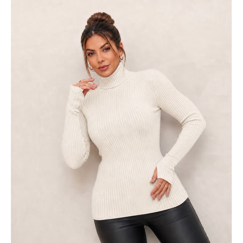 Blusa feminina cacharrel tricot gola alta
