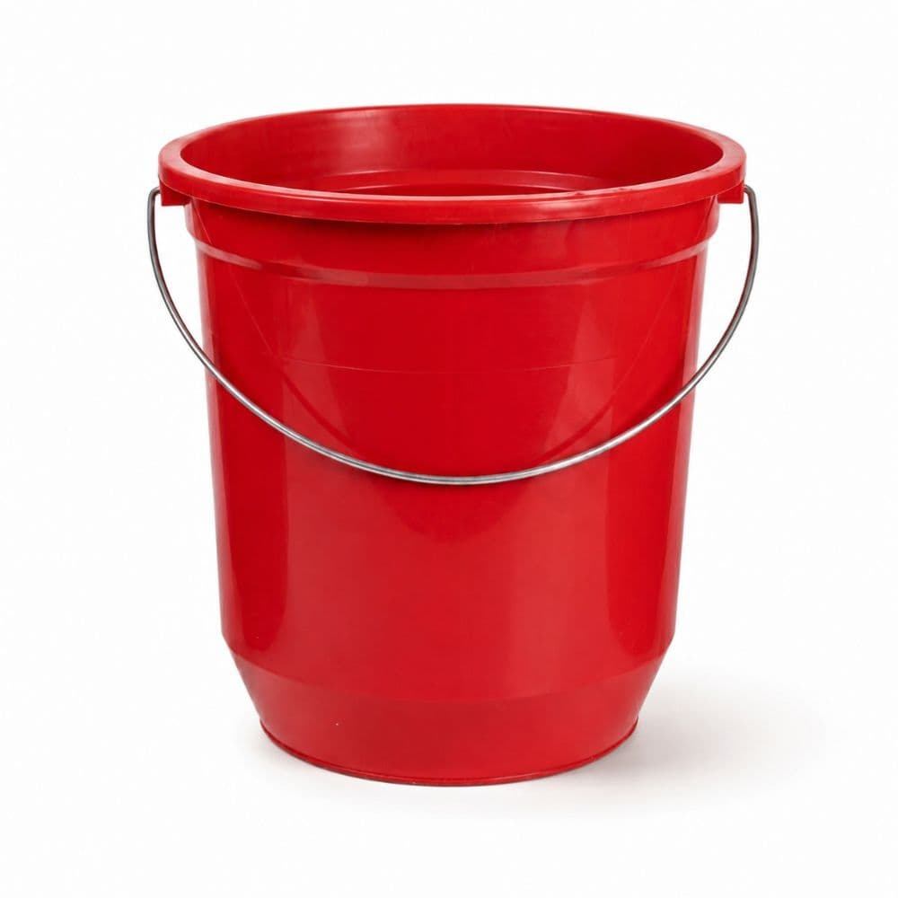 Balde de Plástico 7,5L Reforçado Multiuso Vermelho com Alça de Metal