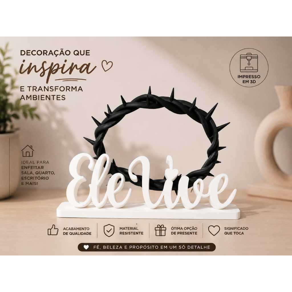 Decoração Cristã Ele Vive 3D | Enfeite de Mesa Religioso