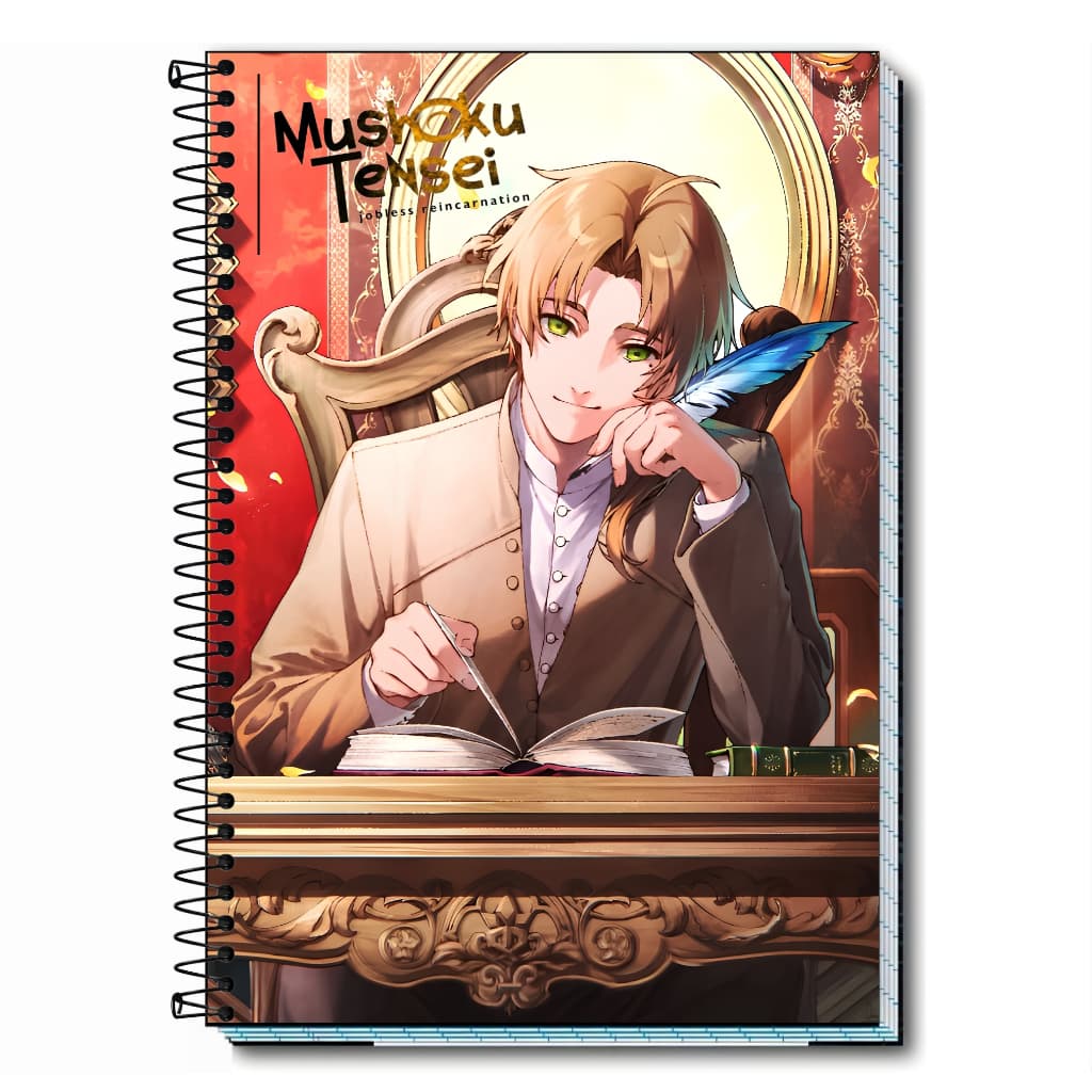 Caderno personalizado escolar anime mushoku tensei | Capa Dura & Espiral Resistente 1, 10, 15 e 20 Matérias