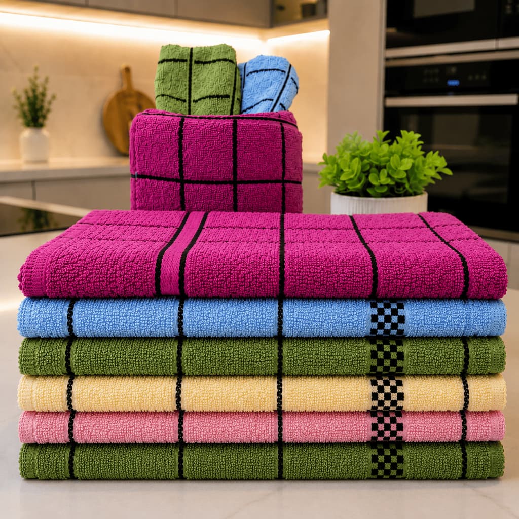 Kit 5 Panos De Prato Atoalhado Premium Felpudo Alta Absorção - Pano de Cozinha