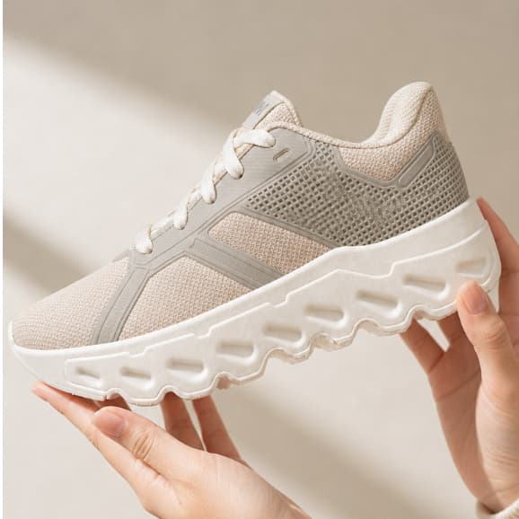 Tênis Esportivo Unissex Knit Respirável Leve Confortável Solado Ondulado Academia Caminhada