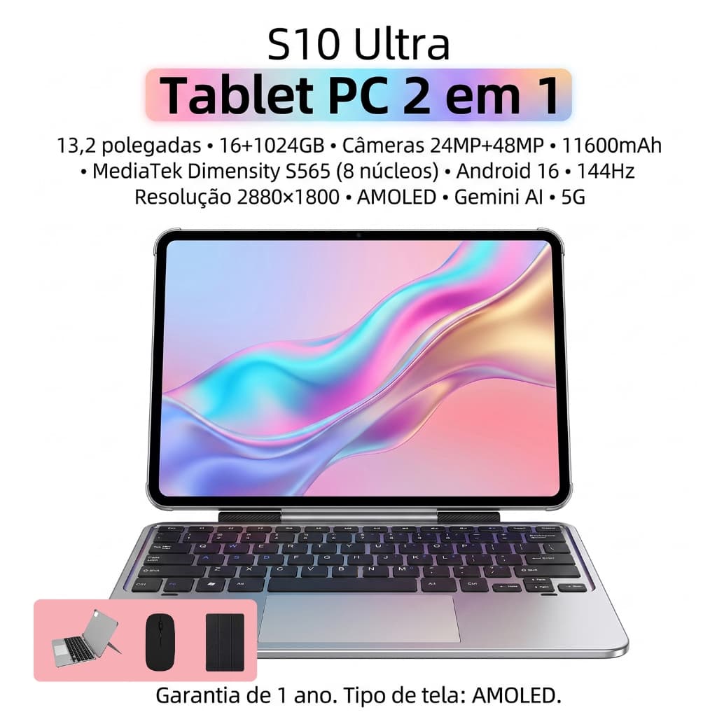 Mate S10 Ultra 2-in-1 Tablet | 13.2" IPS 120Hz screen | 16GB RAM + 1TB | 5G Dual Chip | 11600mAh battery