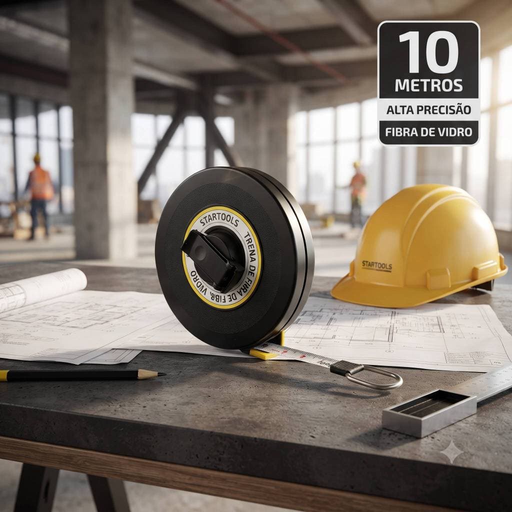 Trena Métrica  Profissional 10Metros Fibra Vidro Reforçada Fita Metrica Casa Construção Obra Reforma