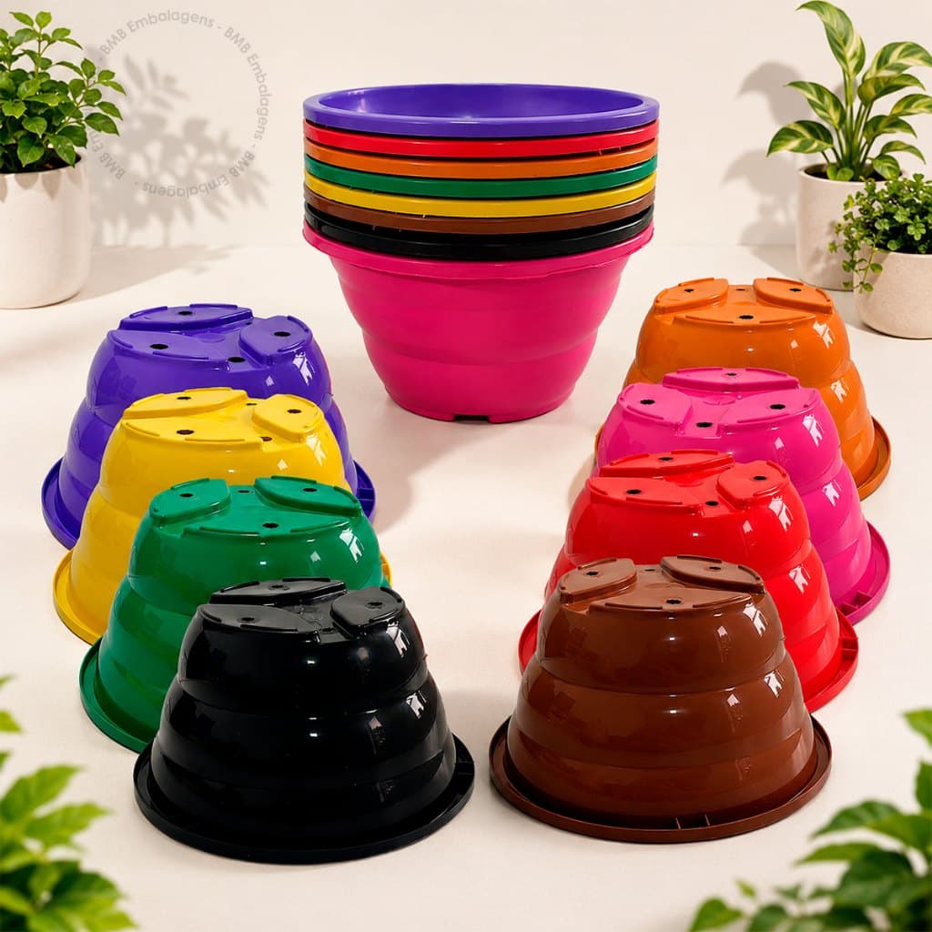 Kit 10 Vasos Cuia 13 Colorido Qualidade Premium Resistente Plantas Jardim Horta Flores Samambaia Multiuso