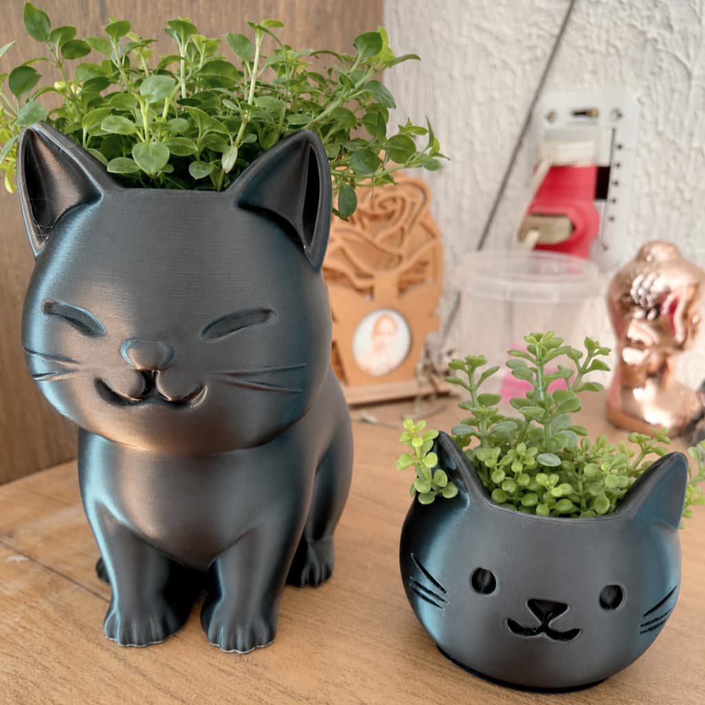 Kit Vasos Gato para Suculentas e Cactos | Cachepôs Gatinho Decorativos