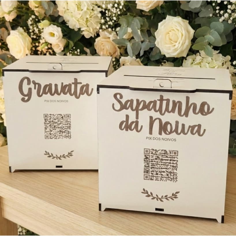 02 Caixa Cofre Gravata E Sapatinho da noiva Para Casamento Festa - Mdf 3mm 14X14X14CM LEIA DESCRIÇÃO DO ANUNCIO