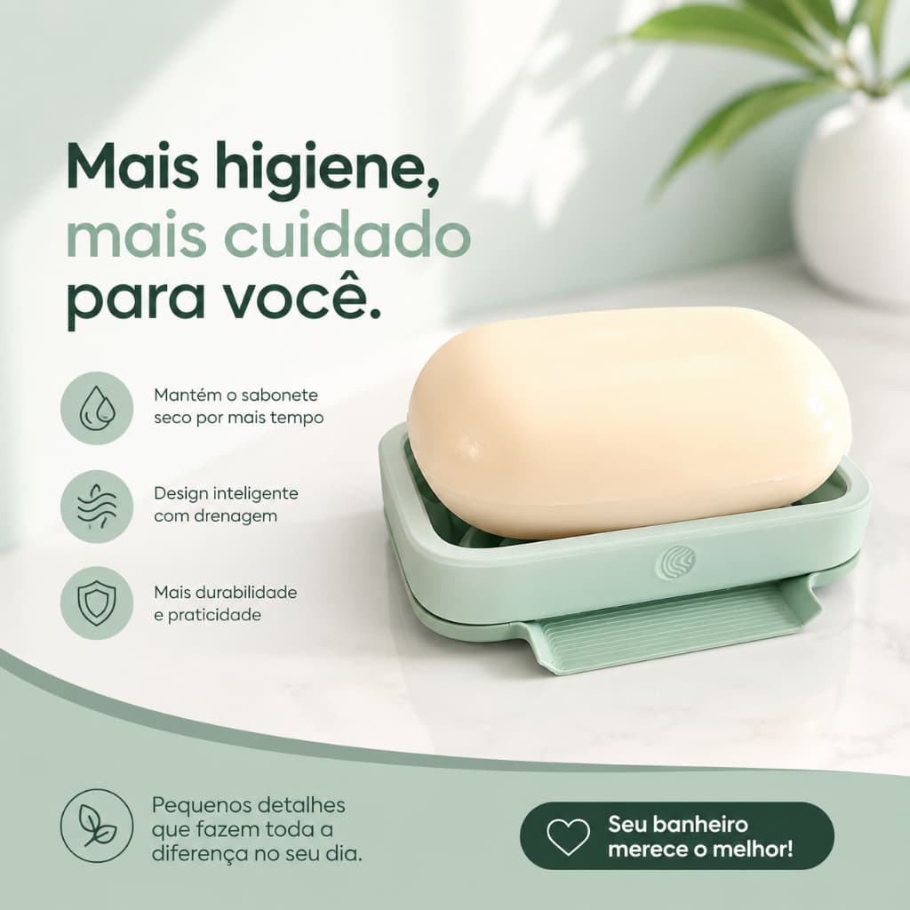 Saboneteira com Drenagem Porta Sabonete Banheiro Cozinha Anti Umidade Premium Porta Sabonete Drenante