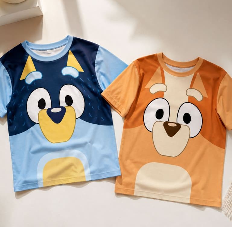 Camiseta Infantil Unissex Bluey e Bingo - Fantasia - Aniversario - Unissex