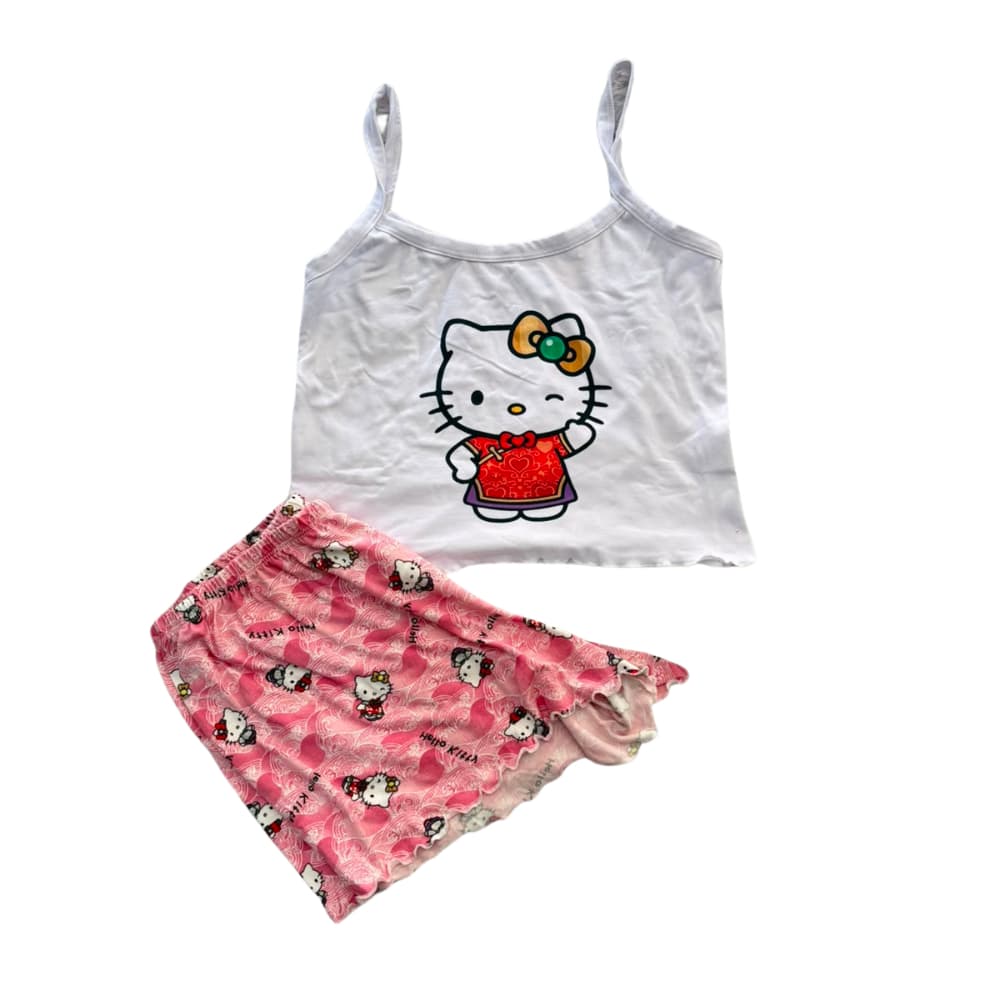Pijama Feminino Cropped de Alcinha e Shortinho Personagens Macio e Confortável