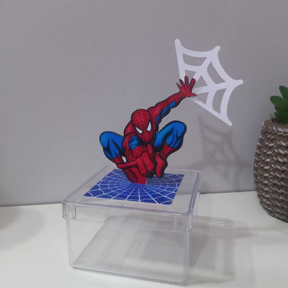 Aplique/ Tag 3D Homem Aranha para caixinha acrílica de 5cm, aplique em pé