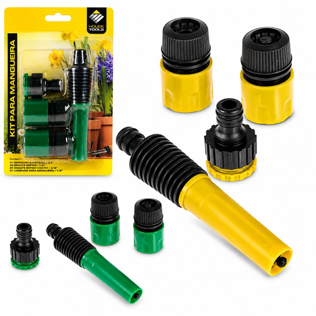 Kit Esguicho Engate Rápido Mangueira 5pçs