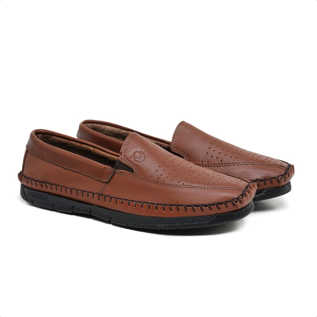 Mocassim Sapatilha Masculino Caramelo em Couro Legitimo Confortável