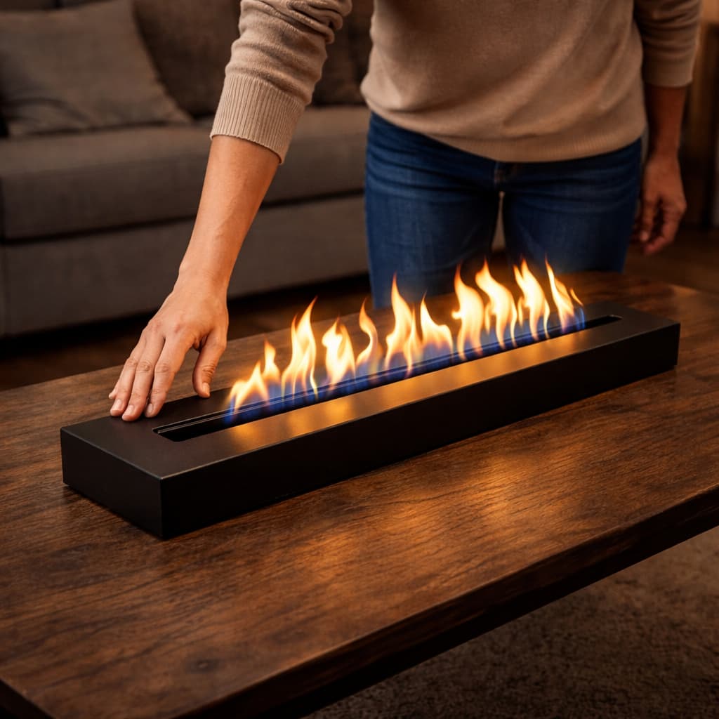 Queimador Lareira Ecológica 60 70cm Preto | Aço Metal | Para Álcool/Etanol Design Moderno