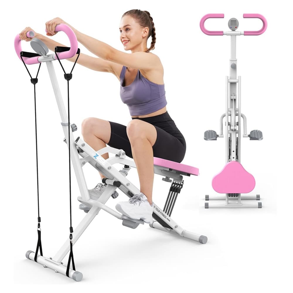 ZRSE Máquina de Agachamento e Simulador de Remo 2 em 1 Contagem Inteligente para Fitness em Casa