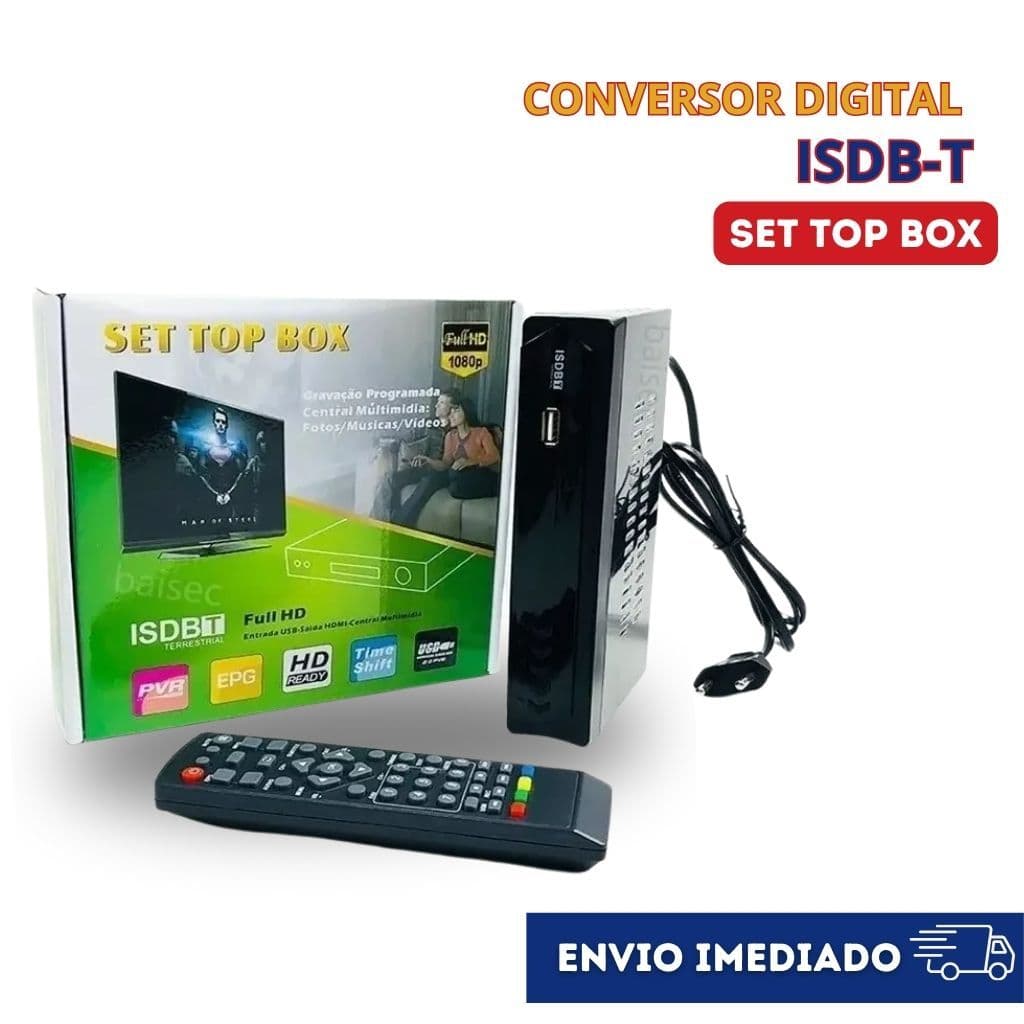 Conversor Digital TV Full HD ISDB-T Set Top Box HDMI USB Gravador