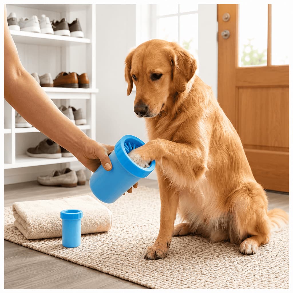 Copo Lava Patas Cachorro Gato Pets Limpeza com Escova de Silicone Animal Pequeno e Médio Porte