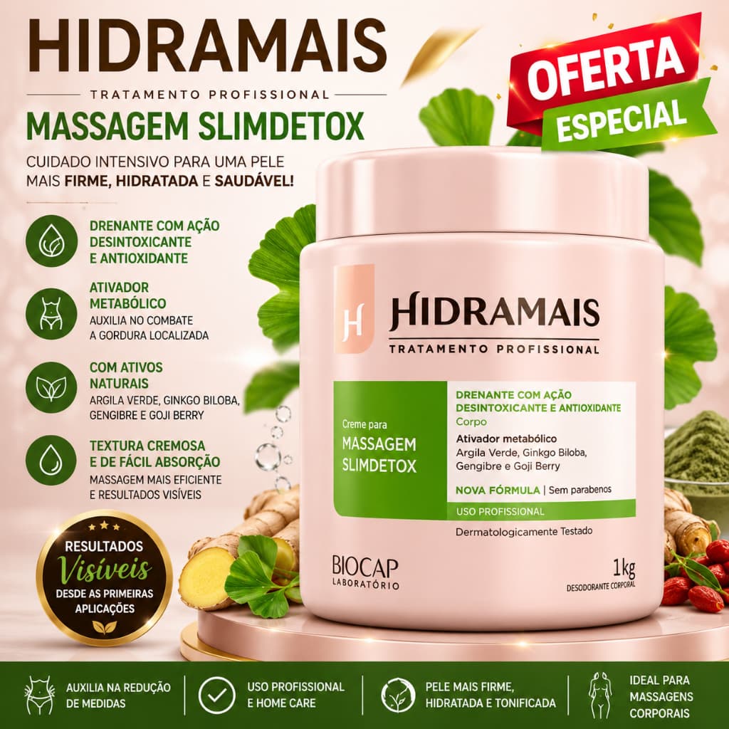 💆‍♀️ Creme para Massagem SlimDetox- FirmingDetox Hidramais – 1kg