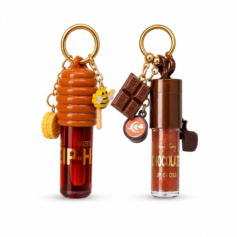 Lip Gloss Chaveiro Honey Bee – Gloss Labial com Pingentes Lip Gloss Chaveiro Chocolate – Gloss Labial com Pingentes