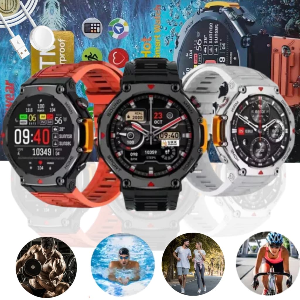 M-Rex4 Smartwatch Microwear Relógio Tatico MA31 Lançamento Prova D'Água 5 ATM ChatGPT GPS Modo Esporte Nfc