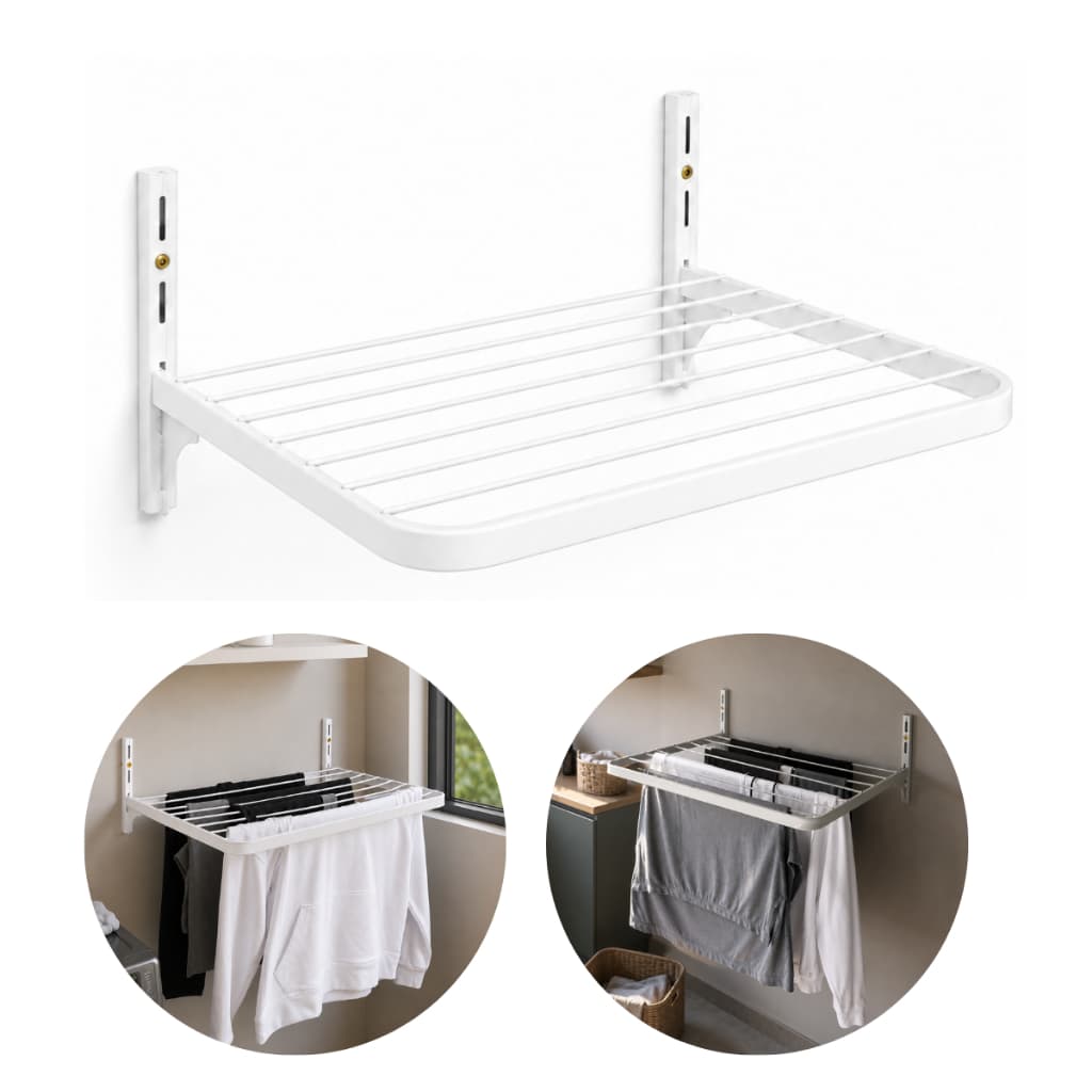 Varal De Parede para Roupas Modular Suspenso Romovível Aço + Kit Instalação
