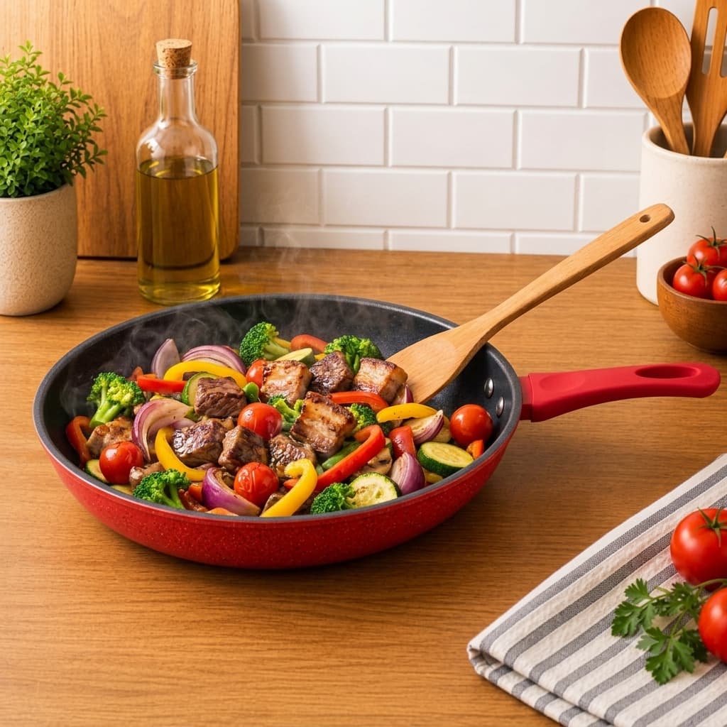 Frigideira Duravel Revestimento Nanoceramico 24cm Vermelha Cozinha Saudavel Antiaderente