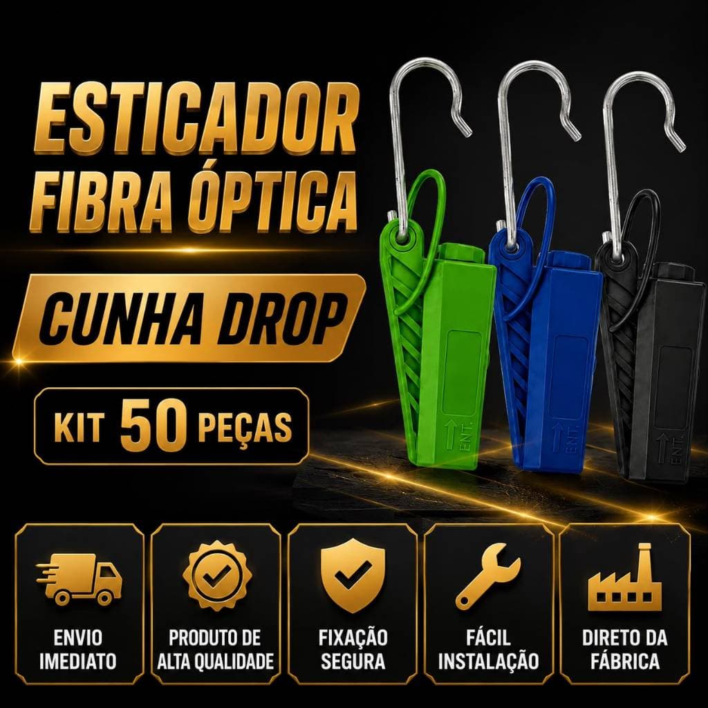 Kit 50 Peças Esticador Fibra Óptico Cunha Drop Abertura Lateral Gancho Envio Imediato