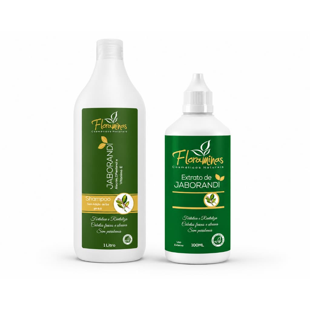 Kit Shampoo 1 litro +Tonico Extrato de jaborandi Alecrim D`Pantenol e Vitamina E 100 ml Floraminas