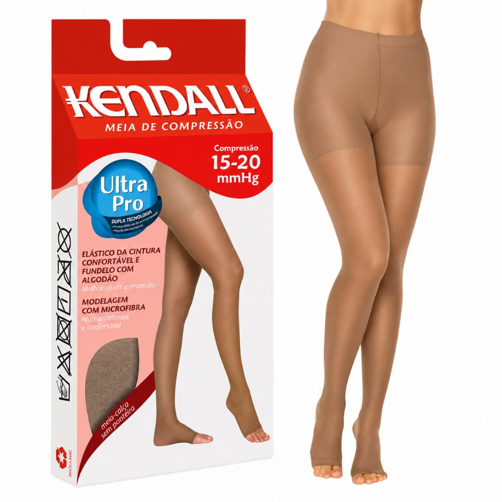 Meia Calça Kendall Sem ponteira Compressão 15-20mmHg Varizes Confortável Pós Cirurgia