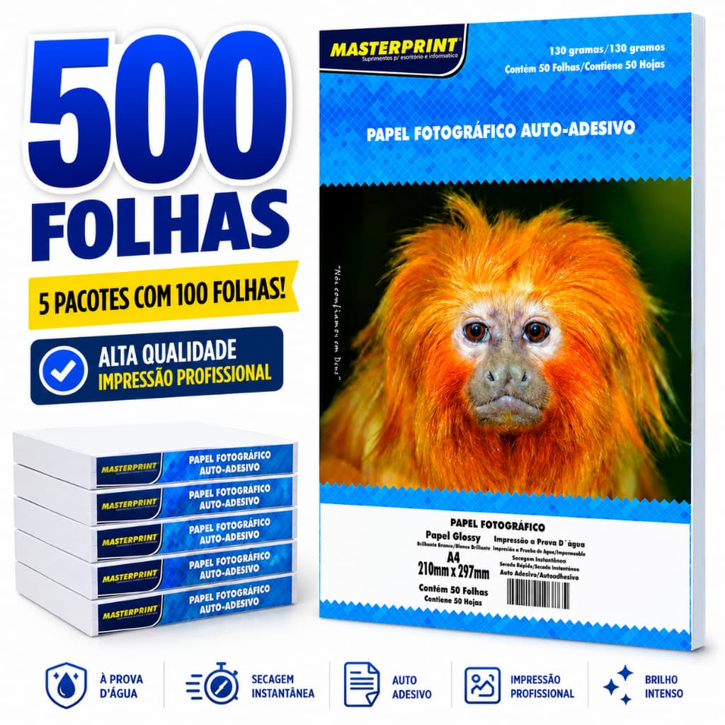 Papel Fotográfico 500 Folhas A4 130g Adesivo Masterprint