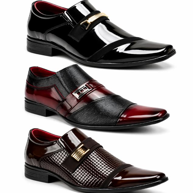 Kit Sapato Social Masculino 3 Pares Exclusivo Moderno Estiloso Casual Verniz