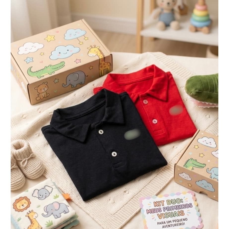 Kit 2 Camisas/Blusa Gola Polo Bordada Infantil/Bebe Básica | Contém Duas Camisetas Baby