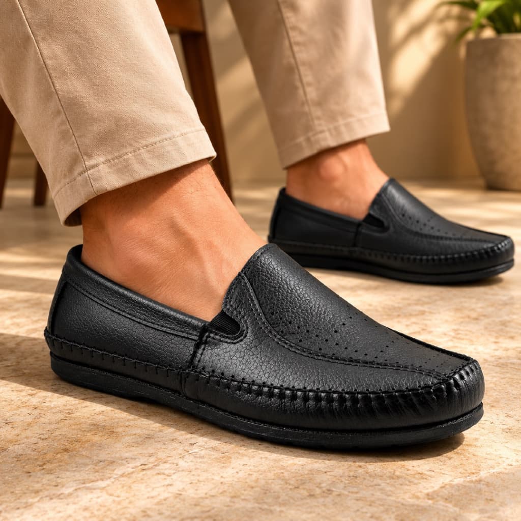 Mocassim Masculino de Couro Ortopédico Anti Stress Sola Anti Derrapante Original